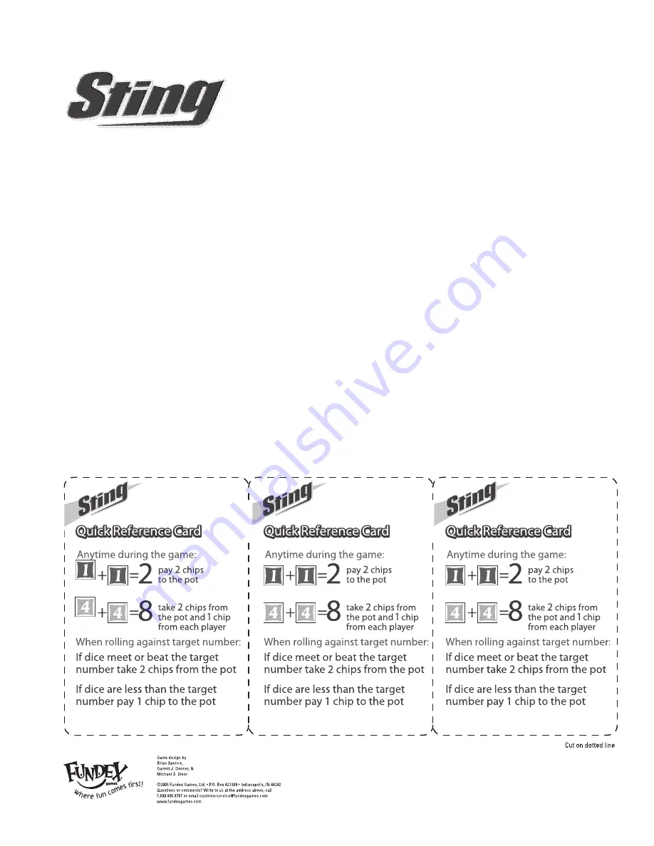 Fundex Games Sting User Instructions Download Page 1