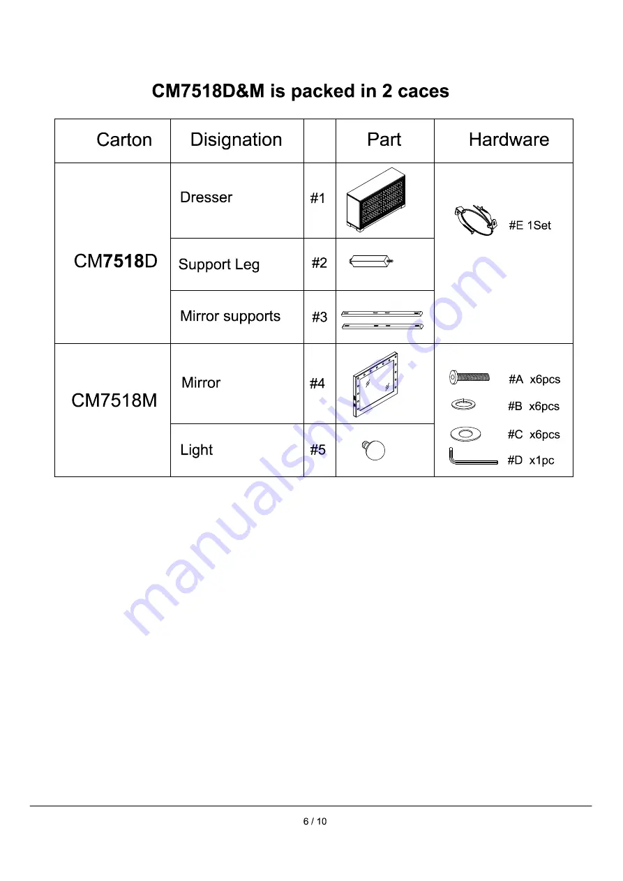 Furniture of America Belleterre CM7518D Скачать руководство пользователя страница 6