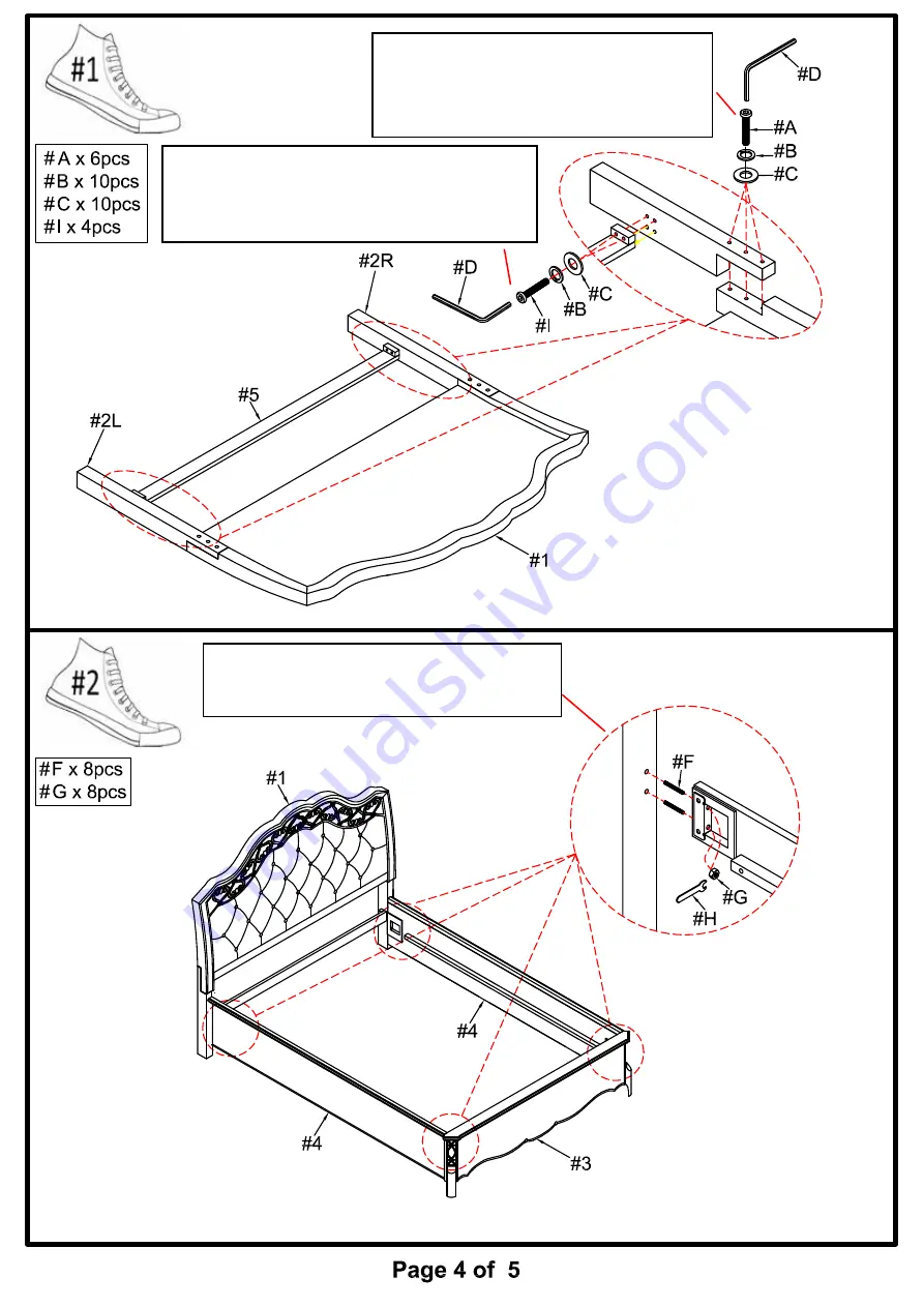 Furniture of America Capella CM7442CK Assembly Instructions Manual Download Page 4