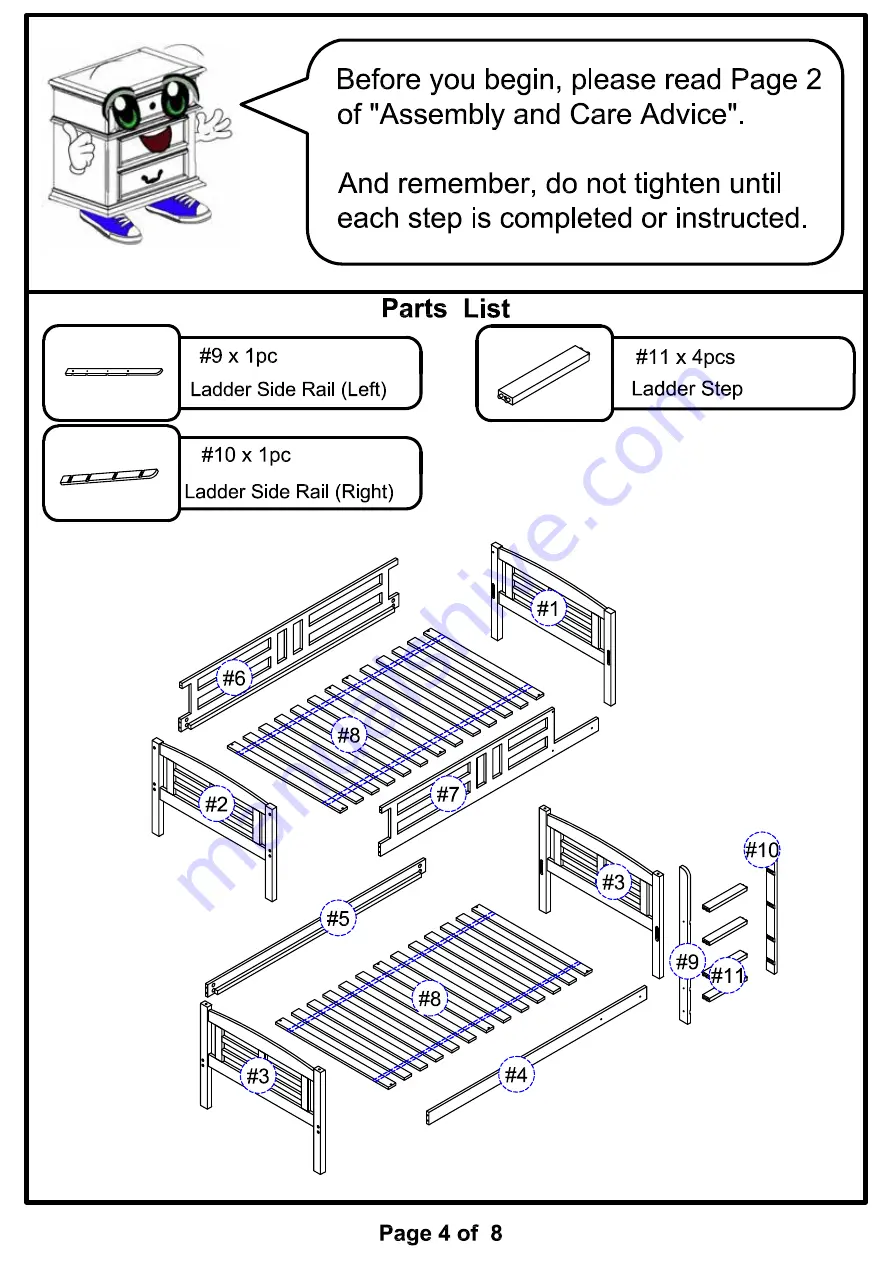 Furniture of America Cassie CM-BK 627 Assembly Instructions Manual Download Page 4