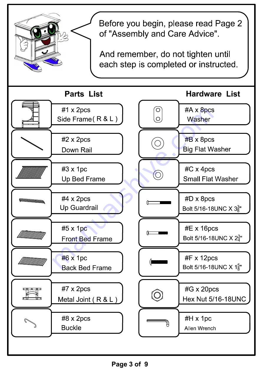 Furniture of America CM-BK932 Assembly Instructions Manual Download Page 3