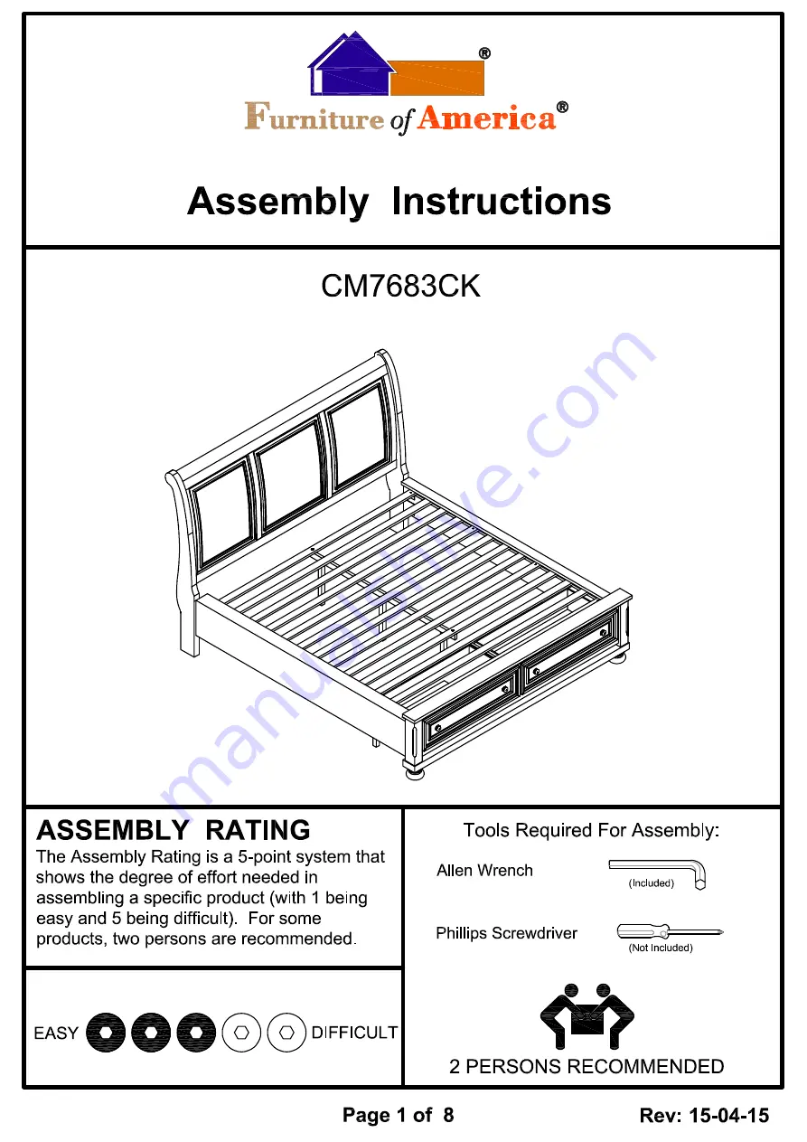 Furniture of America CM7683CK Assembly Instructions Manual Download Page 9