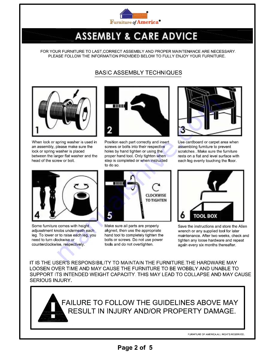 Furniture of America CM7979CK Assembly Instructions Manual Download Page 12