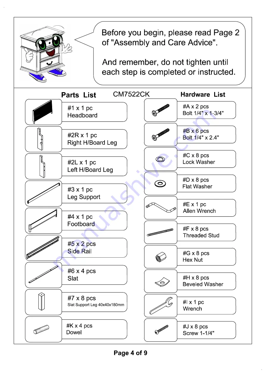 Furniture of America Covilha CM7522Q Assembly Instructions Manual Download Page 11