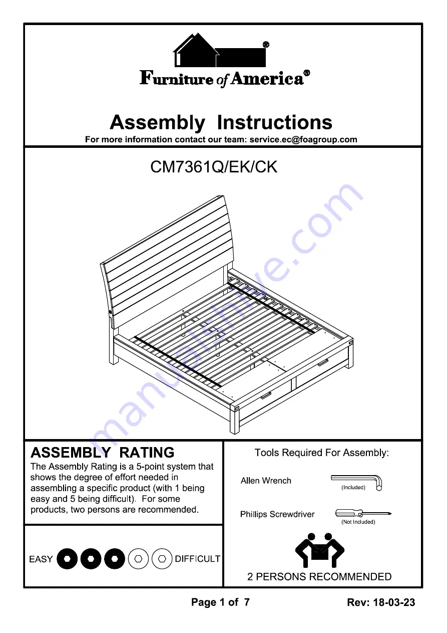 Furniture of America Dion CM7361CK Скачать руководство пользователя страница 1