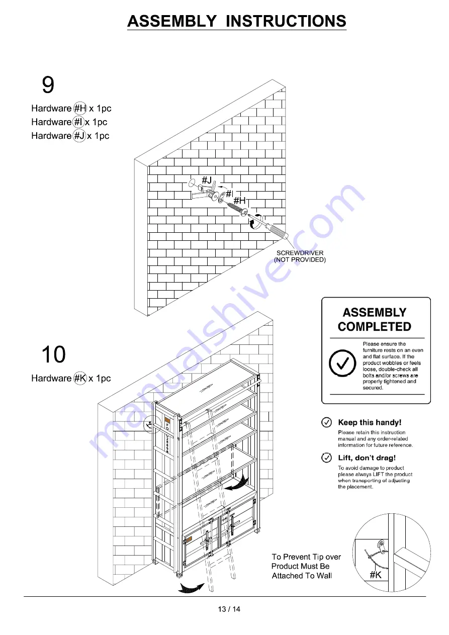 Furniture of America Dipiloh FOA-AC379 Assembly Instructions Manual Download Page 13