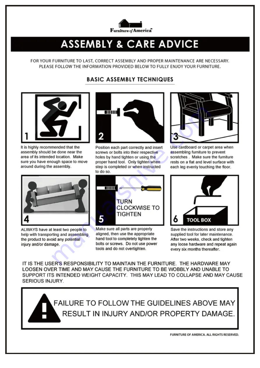 Furniture of America YNJ-1463 Assembly Instructions Manual Download Page 3