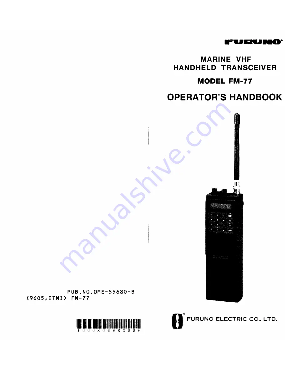 Furuno FM-77 Operator'S Handbook Manual Download Page 1