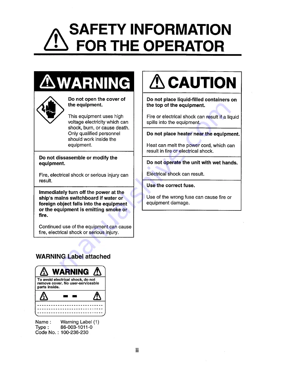 Furuno FS-1550 Owner'S Manual Download Page 4