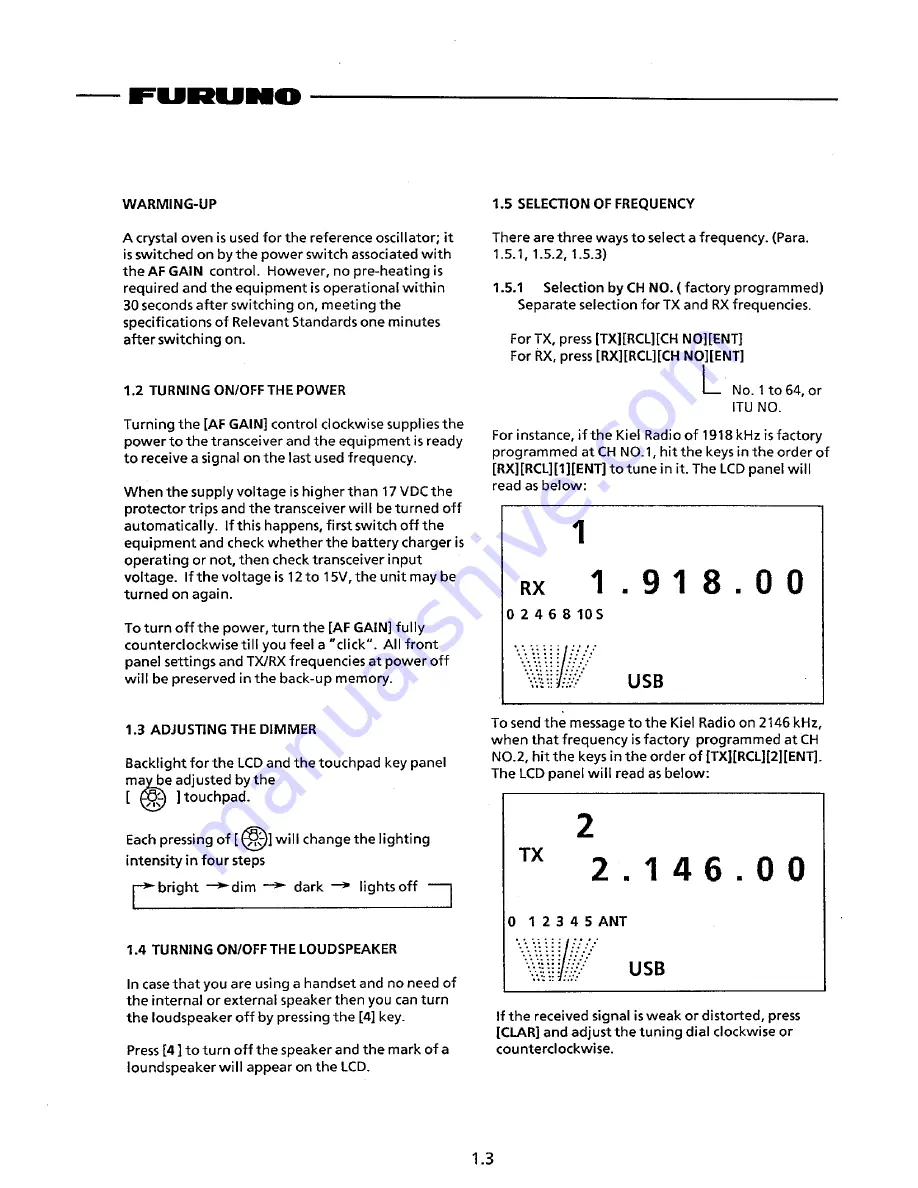 Furuno FS-1550 Owner'S Manual Download Page 21