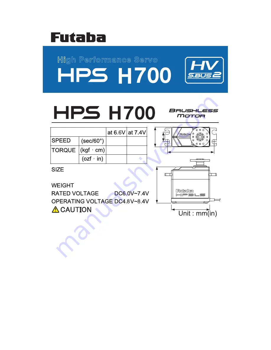 FUTABA HPS-H700 Quick Start Manual Download Page 1