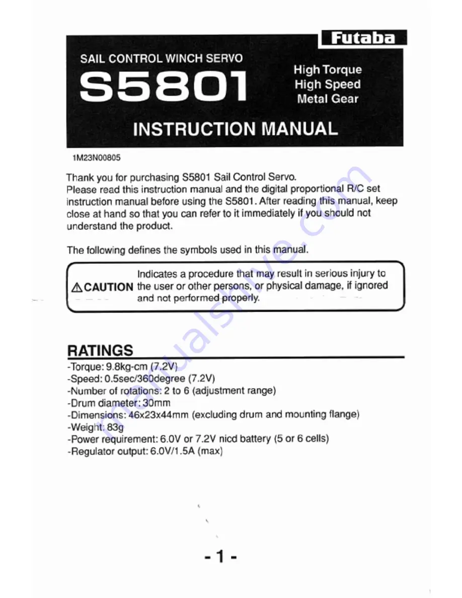 FUTABA S5801 Instruction Manual Download Page 1