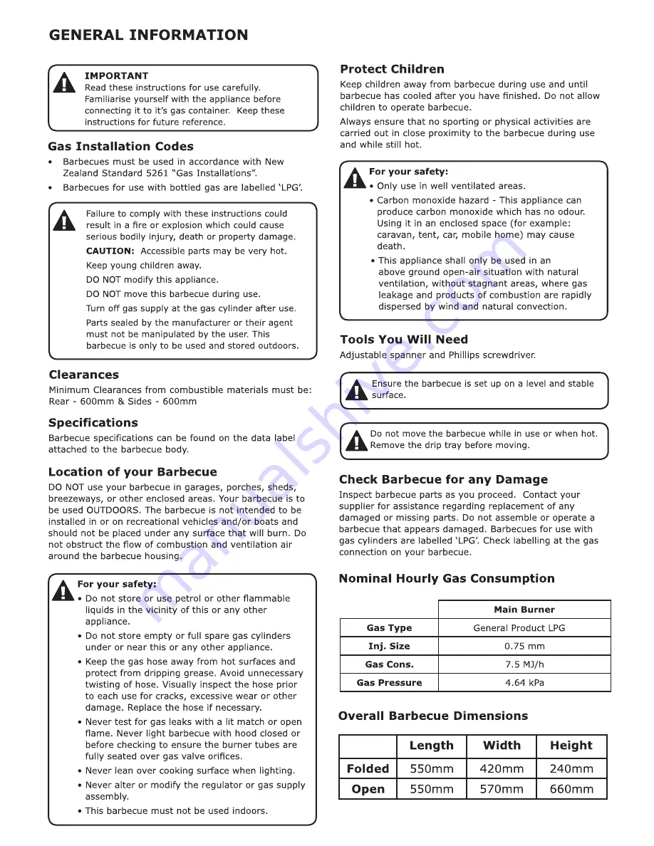 Gasmate Cruiser G2017 Instructions Manual Download Page 2