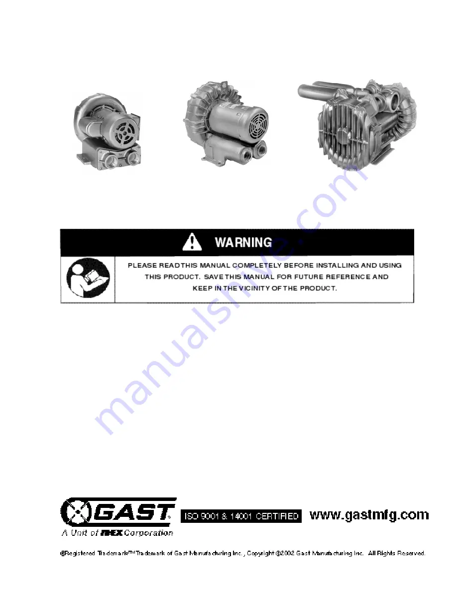 Gast R2303A Operation & Maintenance Manual Download Page 1