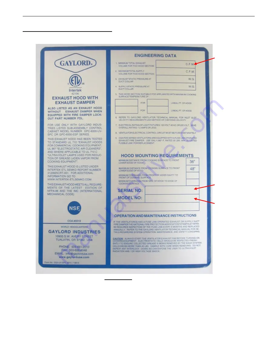 GAYLORD CG3-UVi-SPC Series Technical Manual Download Page 140