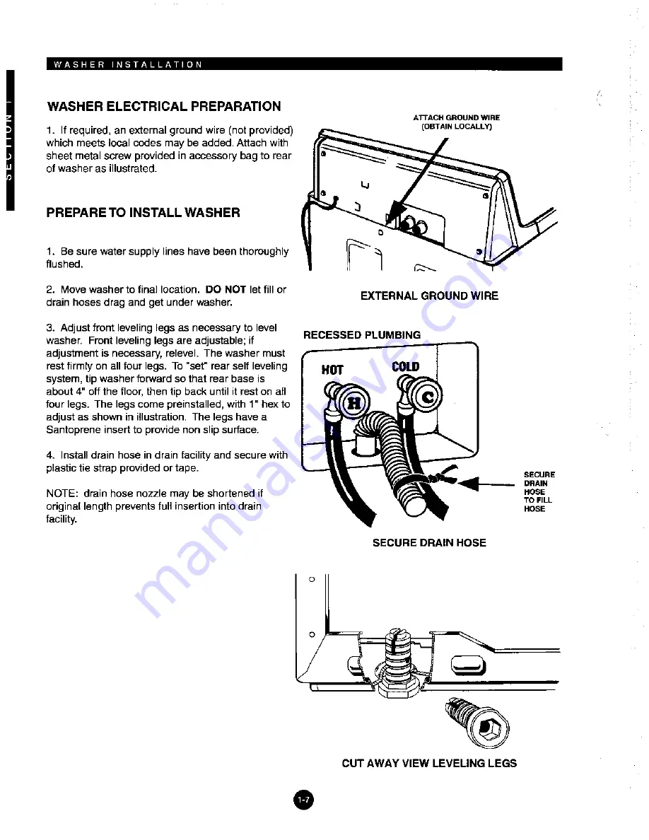 GE Consumer & Industrial Single Speed Front Service Full Size Washer Technician Manual Download Page 10