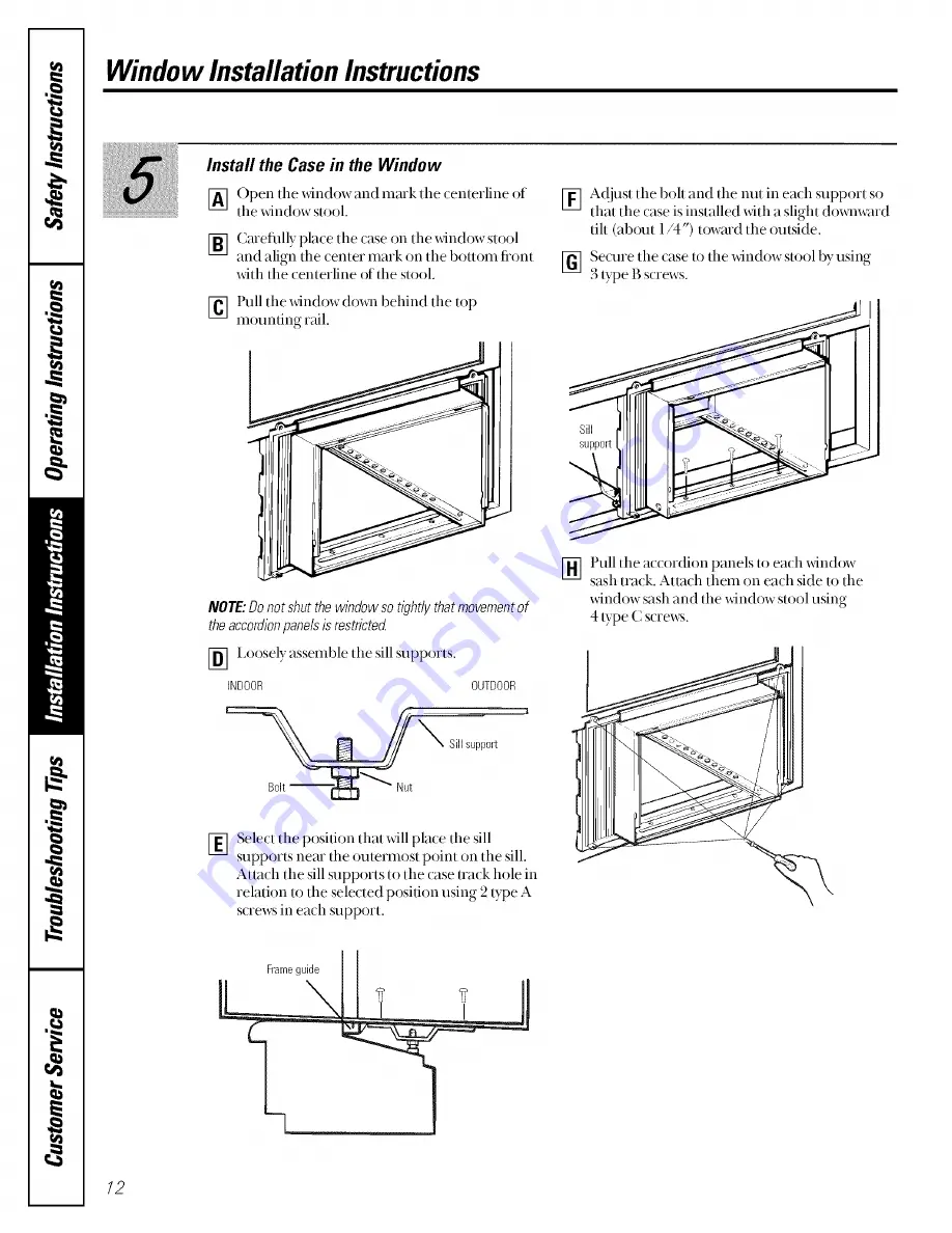 GE 000 BTU models Owner'S Manual And Installation Instructions Download Page 12