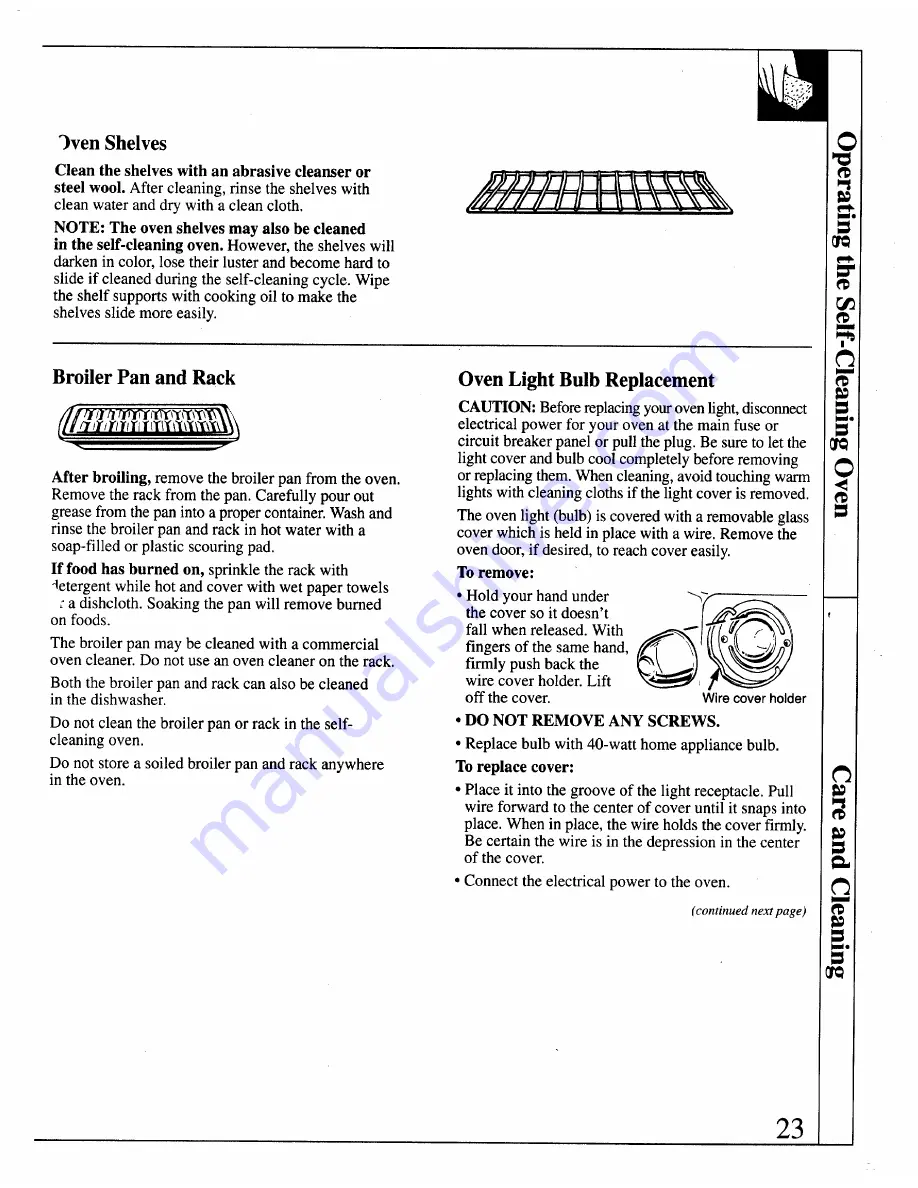 GE 164D2966P122 Use And Care Manual Download Page 23