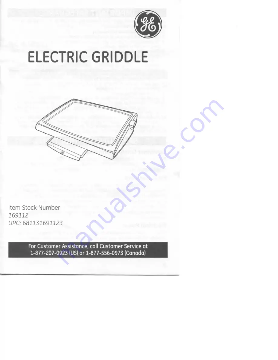 GE 169112 Manual Download Page 1