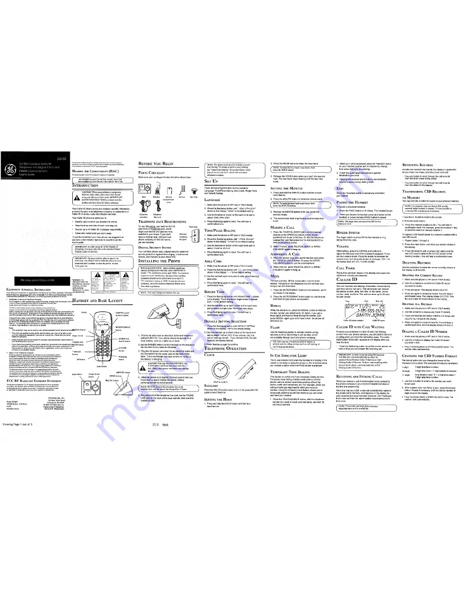 GE 22430 User Manual Download Page 1