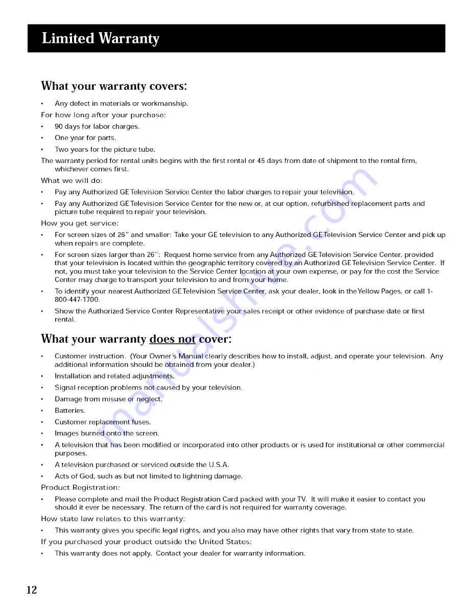 GE 25GT240 User Manual Download Page 14