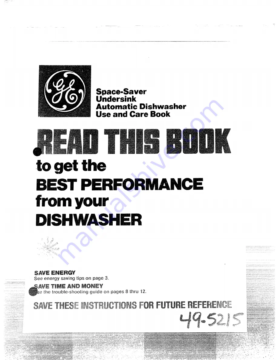 GE 49-5215 Use And Care Book Manual Download Page 1