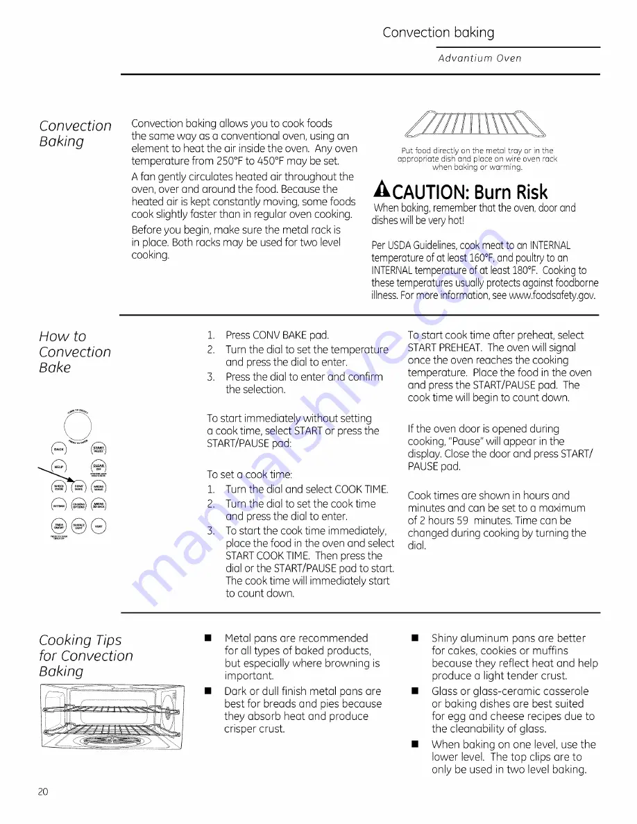 GE Advantium ZSA1201 Owner'S Manual Download Page 20