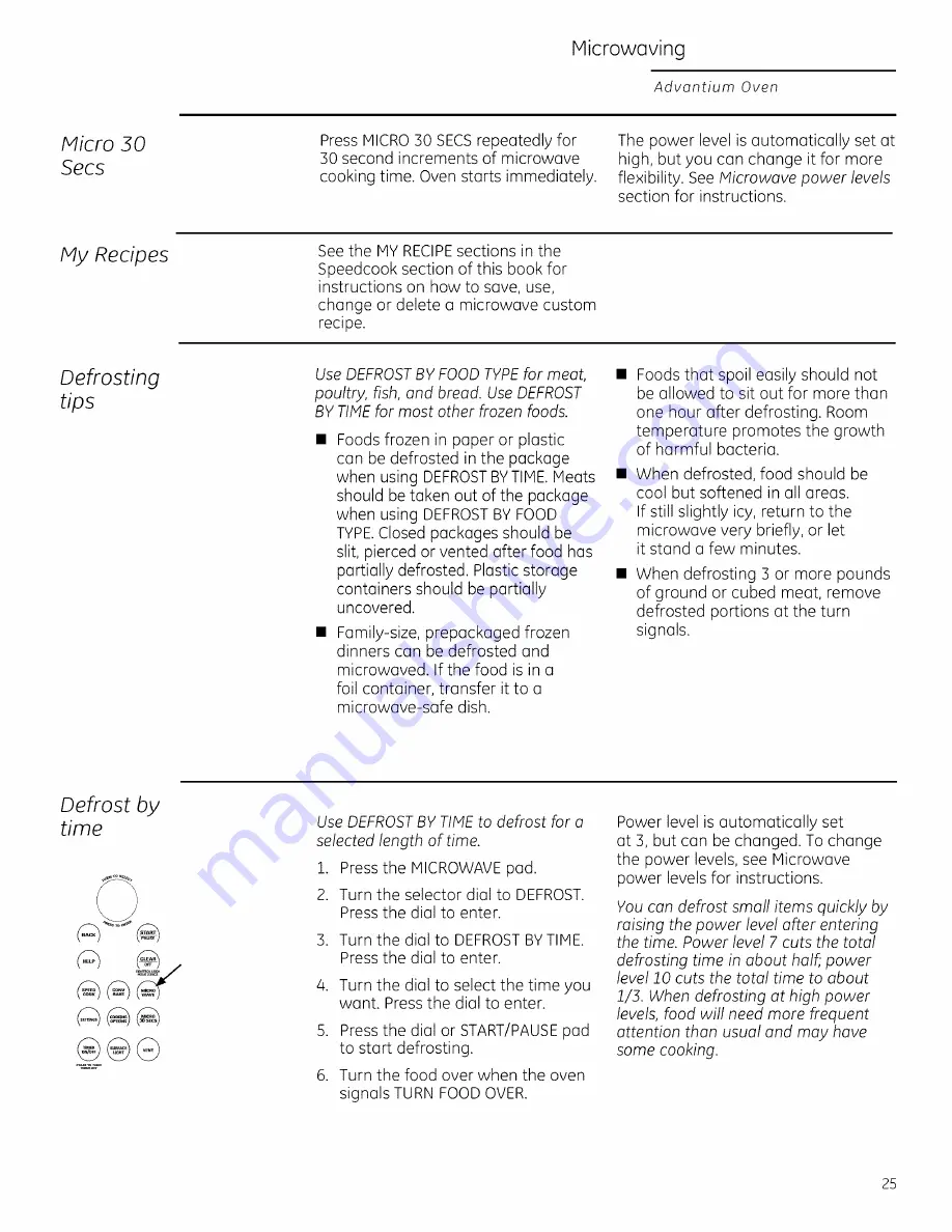 GE Advantium ZSA1201 Owner'S Manual Download Page 25