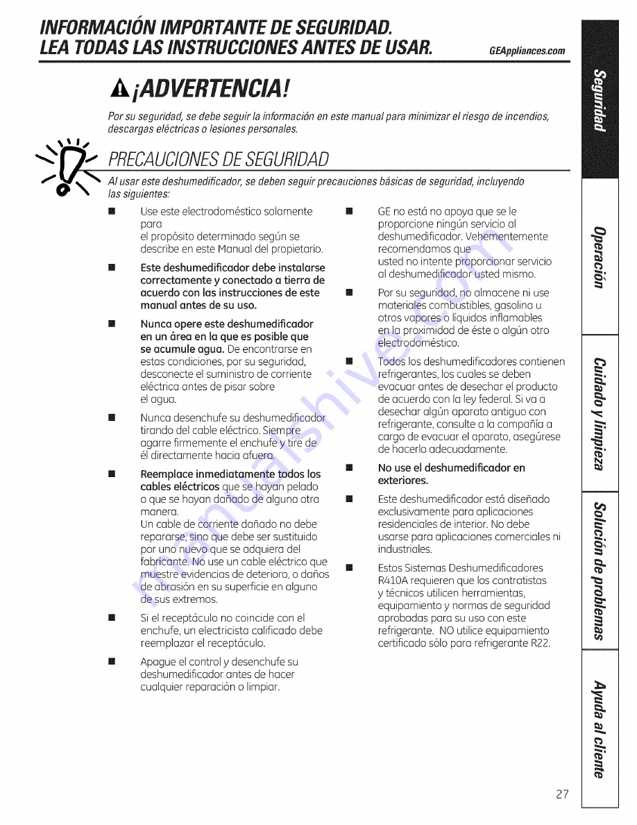 GE Appliances ADEW30 Owner'S Manual Download Page 27