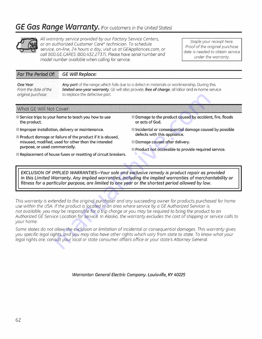 GE Appliances CG5985 Owner'S Manual And Installation Instructions Download Page 62