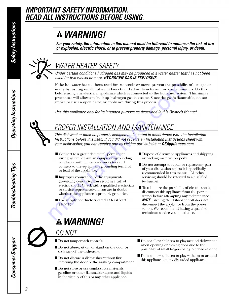 GE Appliances EDW3000 Series Owner'S Manual Download Page 2