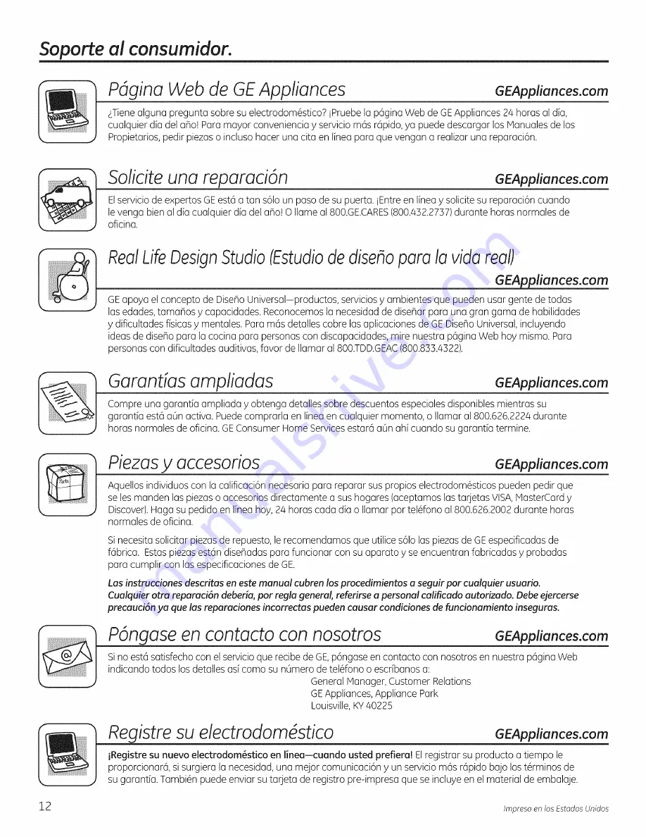 GE Appliances GLWN5250D0WW Owner'S Manual Download Page 24