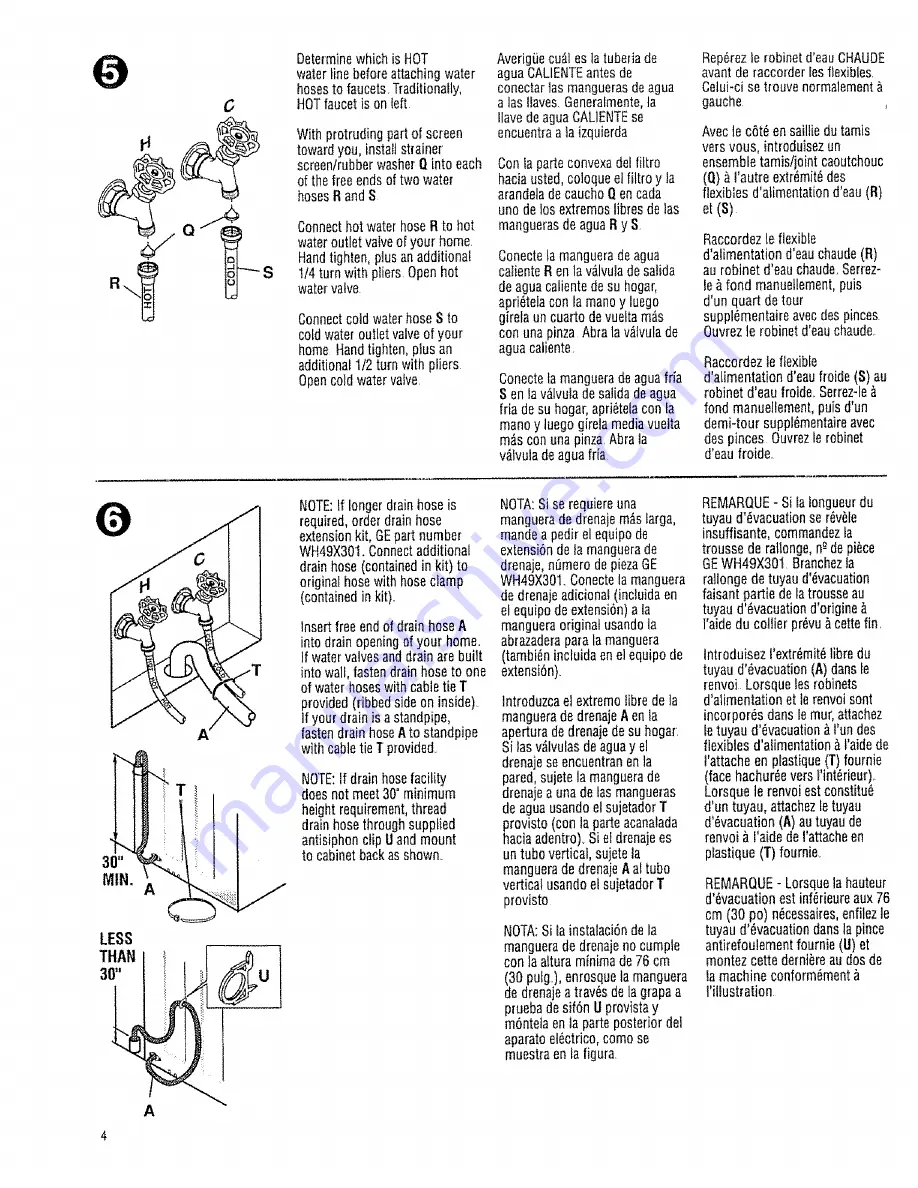 GE Appliances GTWN3000M1WS Installation Instructions Manual Download Page 4