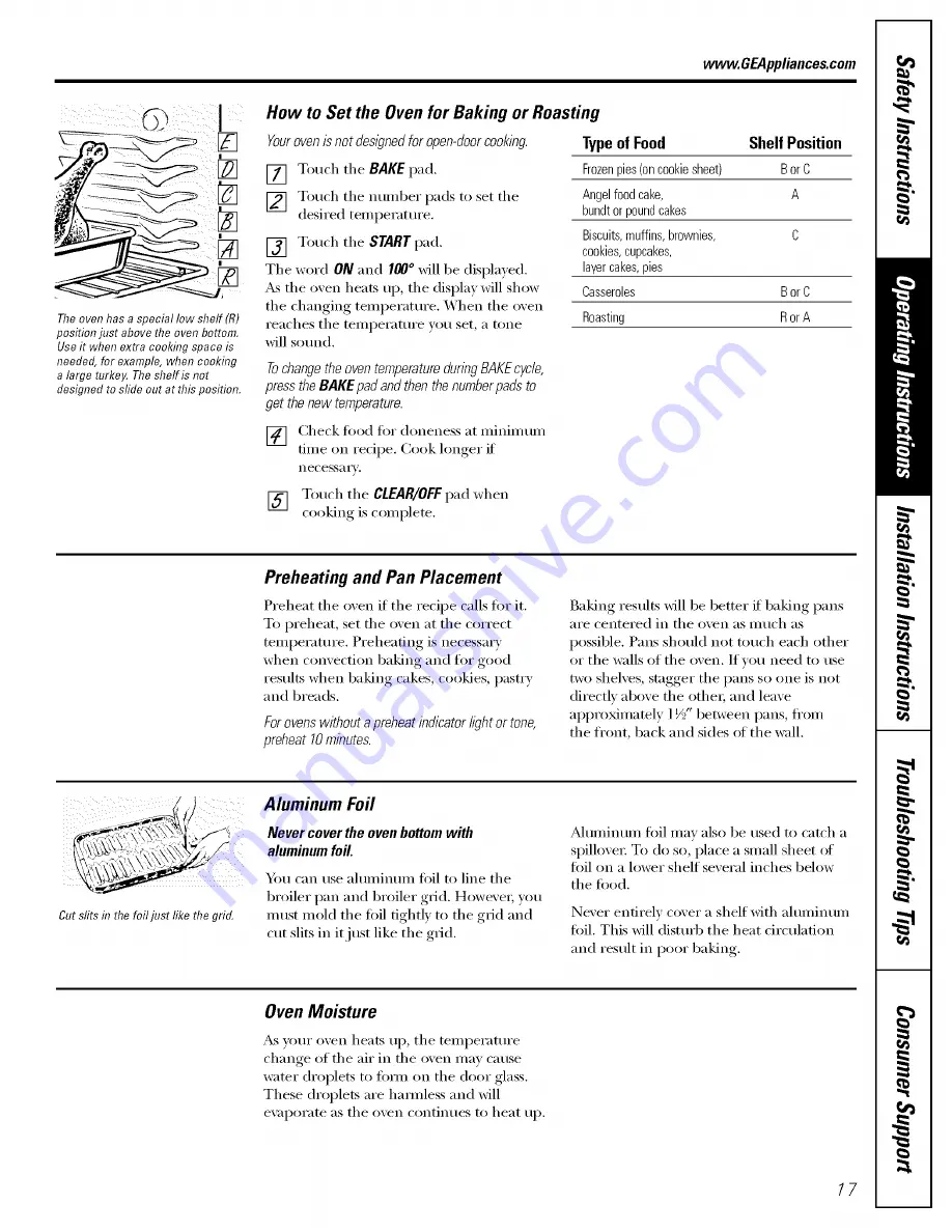 GE Appliances Profile JGB900 Owner'S Manual And Installation Instructions Download Page 17