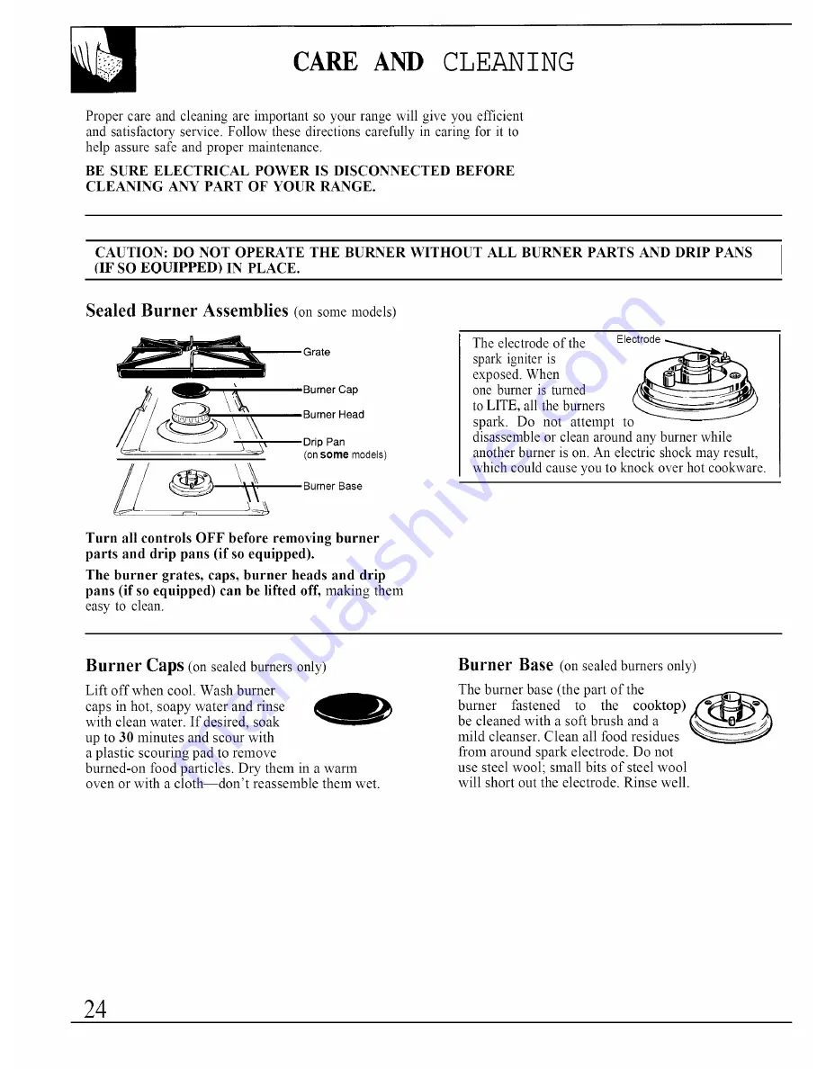 GE Appliances XL44 JGBP24 Use & Care Manual And Installation Instructions Download Page 24