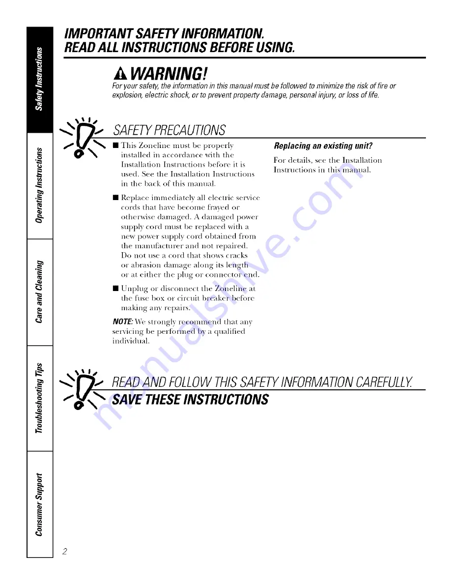 GE AZ29E07DACM1 and Owner'S Manual And Installation Instructions Download Page 2