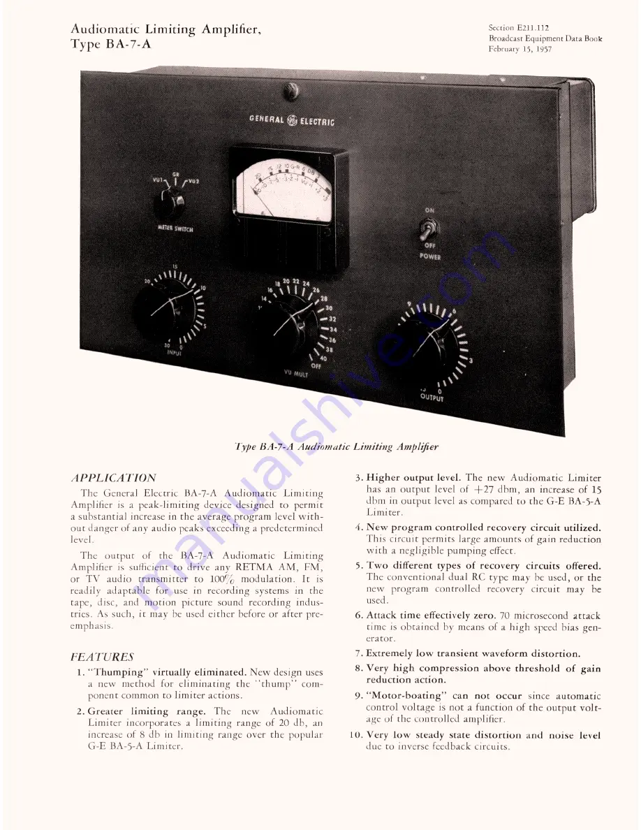 GE BA-7A Скачать руководство пользователя страница 1