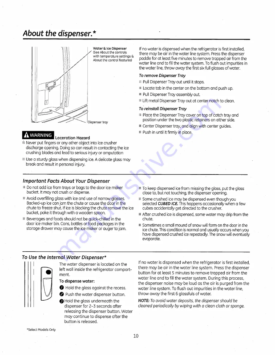 GE Bottom Freezer Refrigerators Owner'S Manual And Installation Instructions Download Page 10