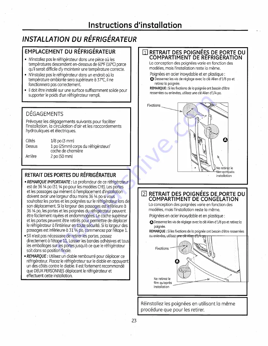 GE Bottom Freezer Refrigerators Скачать руководство пользователя страница 69