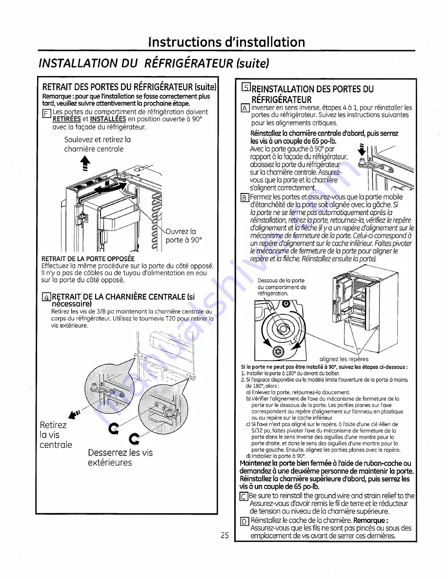 GE Bottom Freezer Refrigerators Owner'S Manual And Installation Instructions Download Page 71