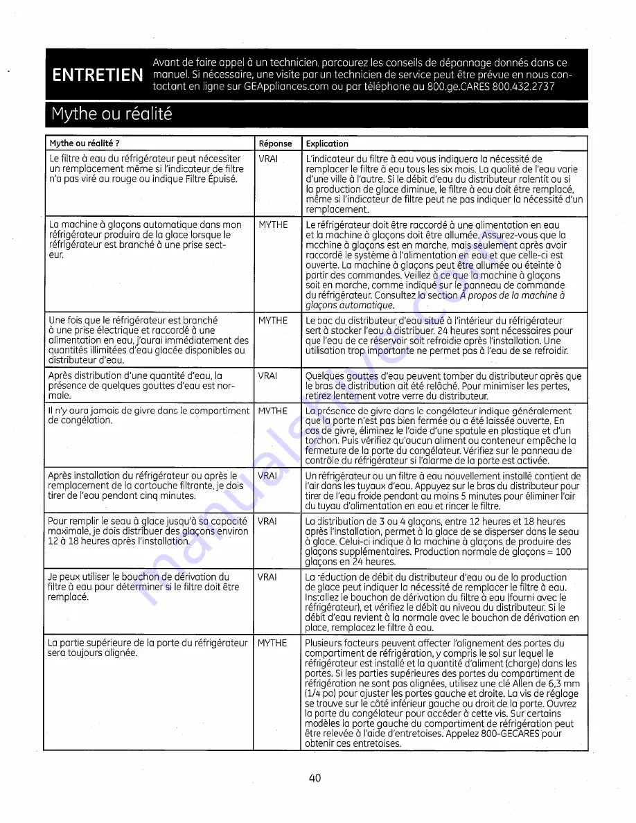 GE Bottom Freezer Refrigerators Owner'S Manual And Installation Instructions Download Page 86