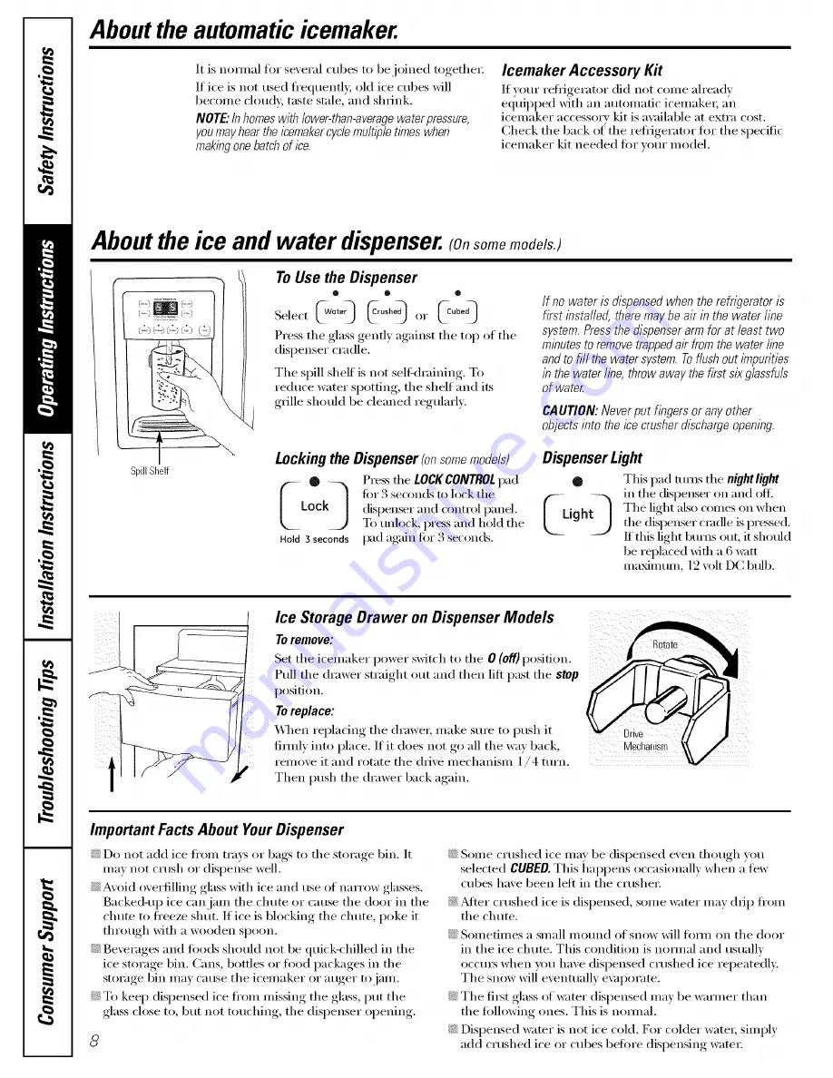 GE BSS25JFTAWW Owner'S Manual Download Page 8