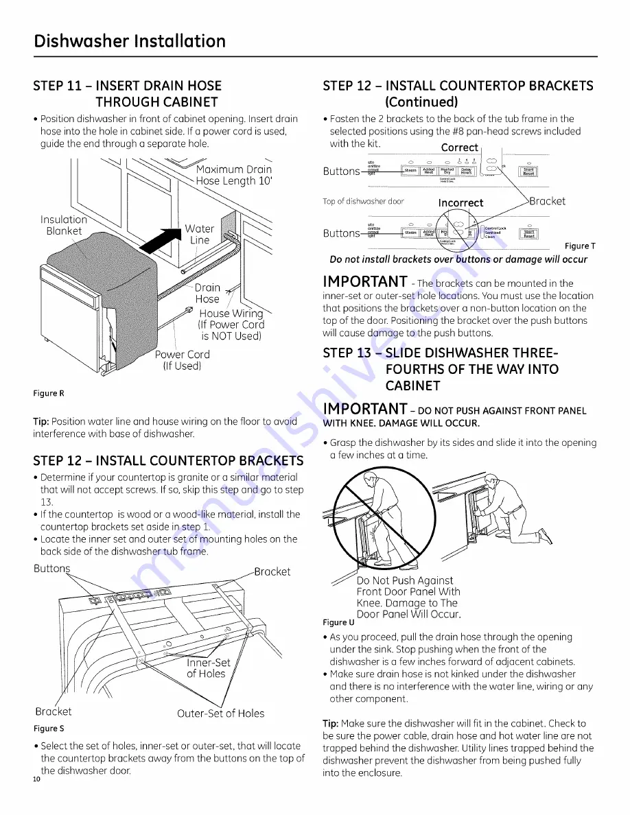 GE CDWT9 - Cafe 24 in. Dishwasher Installation Instructions Manual Download Page 10