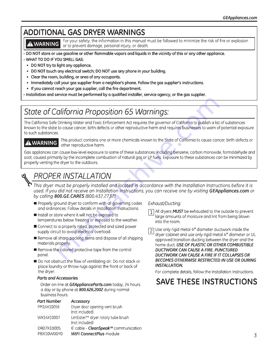 GE CleanSpeak GTD81ESSJWS Owner'S Manual Download Page 3