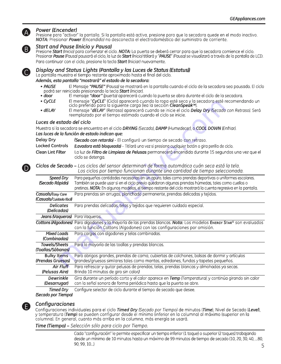 GE CleanSpeak GTD81ESSJWS Owner'S Manual Download Page 23