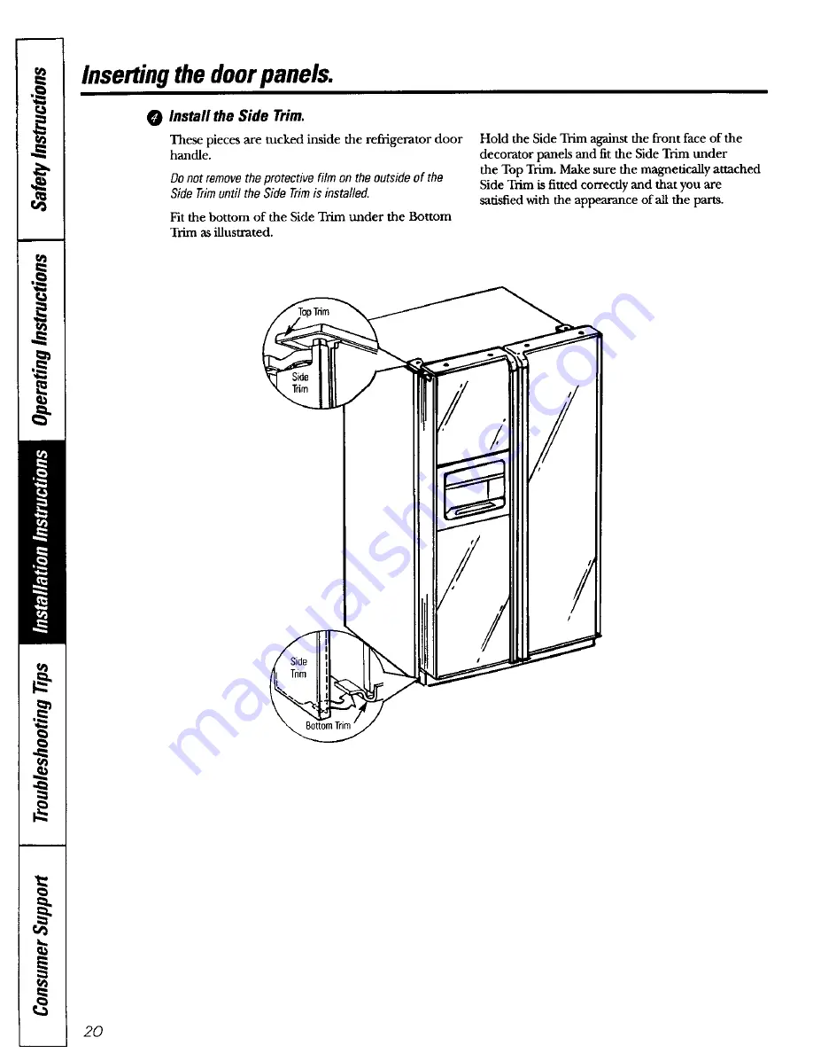 GE CustomStyle GSC23LSRSS Owner'S Manual And Installation Instructions Download Page 20