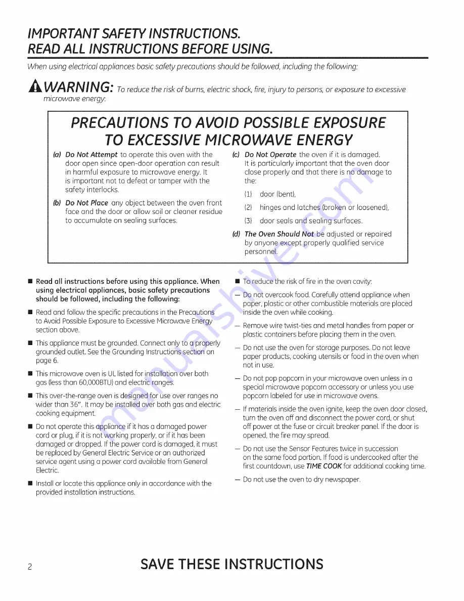 GE CVM1750 Owner'S Manual Download Page 2