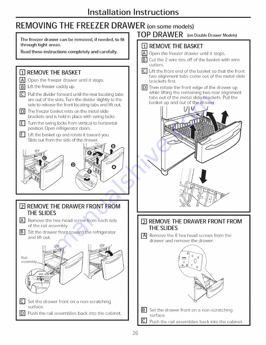 GE CWS21SSEBFSS Owner'S Manual And Installation Instructions Download Page 26