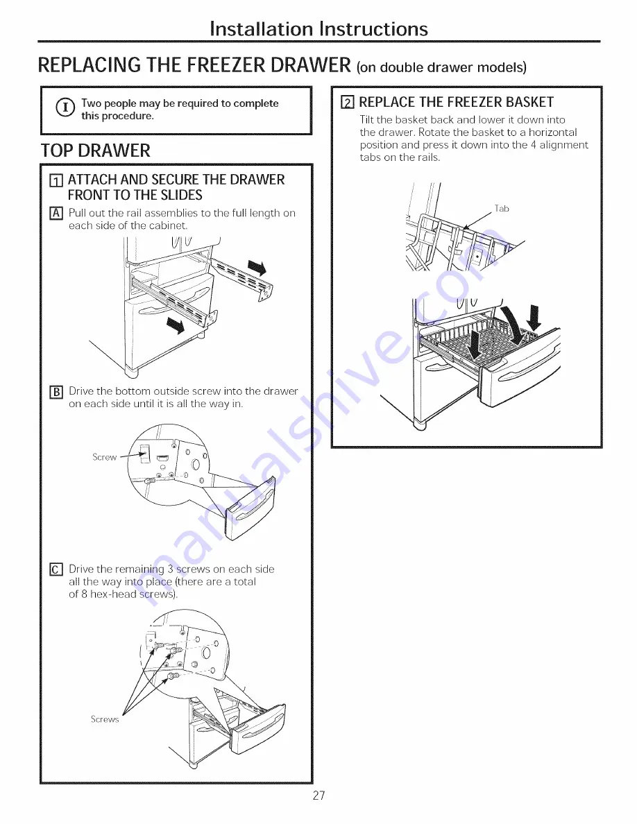 GE CWS21SSEBFSS Owner'S Manual And Installation Instructions Download Page 27