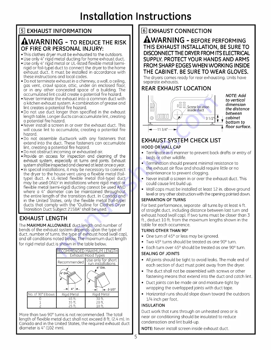 GE DDC4500T5WH Installation Instructions Manual Download Page 5